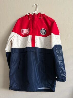 Born Fly Men’s Colorblock Lightweight Jacket - Red/White/Navy